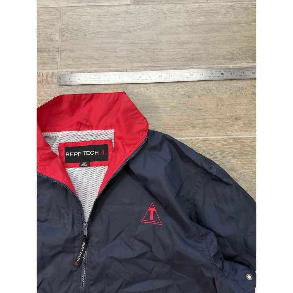 Vintage REPP Tech Navy Blue And Red Zip Up‎ Windbreaker Jacket Size XL